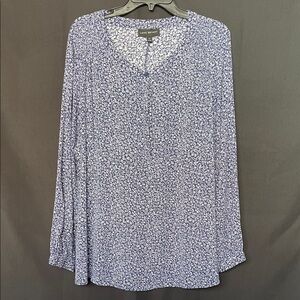 Lane Bryant Navy Floral Blouse